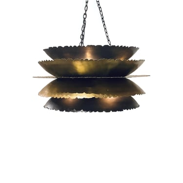 #1560 Bronze Brutalist 6 Light Chandelier