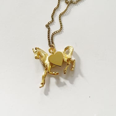 Vintage lucky horse pendant necklace 