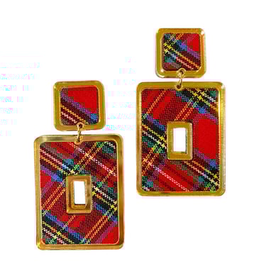 Sample Sale Holiday Print Rectangle Statement Earrings