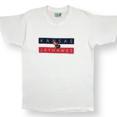 Vintage 1998 University of Kansas Jayhawks Tommy Flag Style Graphic T-Shirt Size Medium 