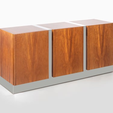 MILO BAUGHMAN ROSEWOOD + CHROME CREDENZA