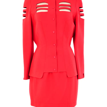 Thierry Mugler Red Cutout Skirt Suit
