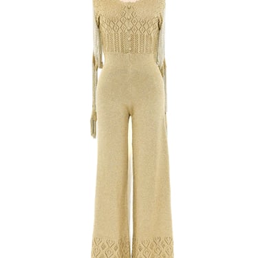 Loris Azzaro Gold Chain Accented Knit Jumpsuit
