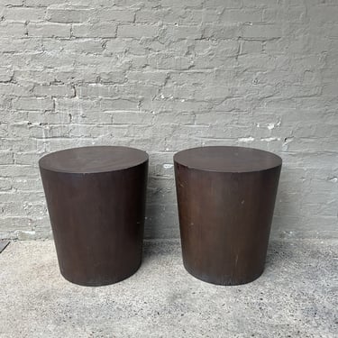 Wood Cylinder End Table
