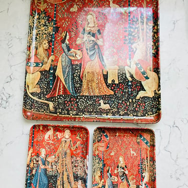 3 Vintage Decorative Crafts, Made in Italy Trays by LeChalet