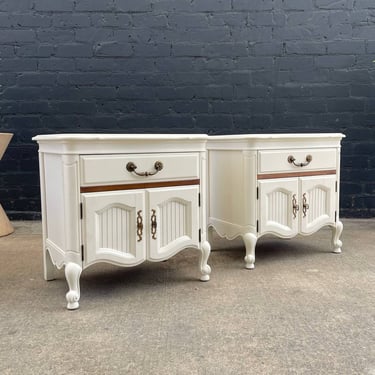 Pair of French Provincial Style Cream Painted Night Stands, c.1960’s 