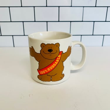 Vintage Bear Coffee Mug, 100% Huggable, Huggable Mug, Retro Bear Mug 