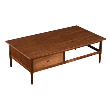 Restored Large Rectangular Lawrence Peabody for Nemschoff Walnut Coffee Table With Drawer 