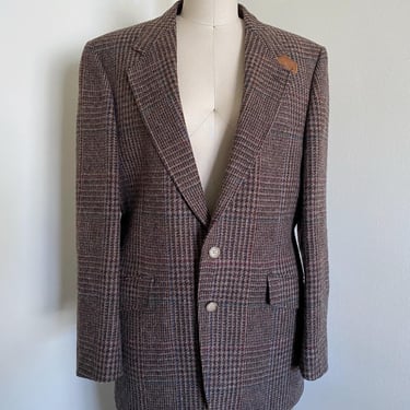 Vintage Mens Wool Blazer, Evan Picone, Suede Patches, M L 