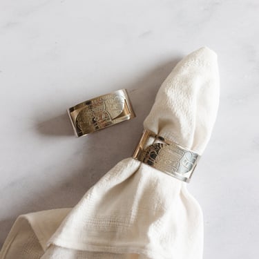 vintage french "toi and moi" boxed napkin ring set