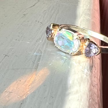 Topaz and Tanzanite Statement Ring in 14k Gold and Sterling Silver 