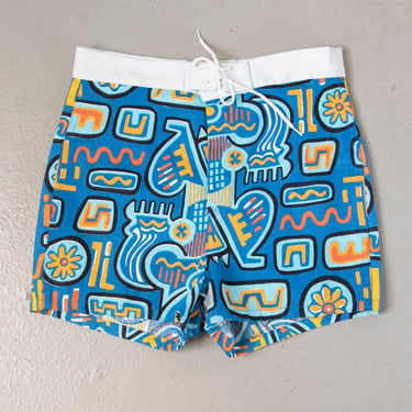 1960s Shorts Printed Cotton Trunks S/ XS 