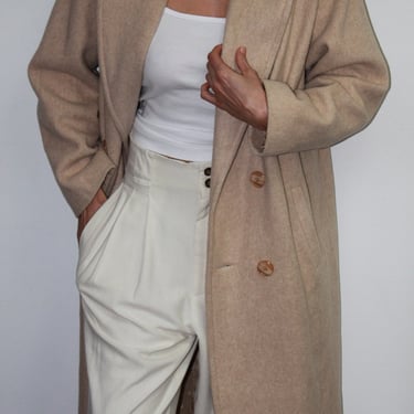 Vintage Sand Robe Collar Wool Coat