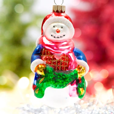 VINTAGE: Snowman Glass Ornament - Blown Figural Glass Ornament - Mercury Ornament - Christmas Ornament - SKU 30-402-00031713 