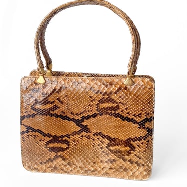 1940s Brown Snakeskin Handbag