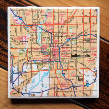 2000 Indianapolis Indiana Map Coaster. Indiana Gift. Indianapolis Coaster. City Gift. Butler University. Indianapolis Map. Midwest Decor. 