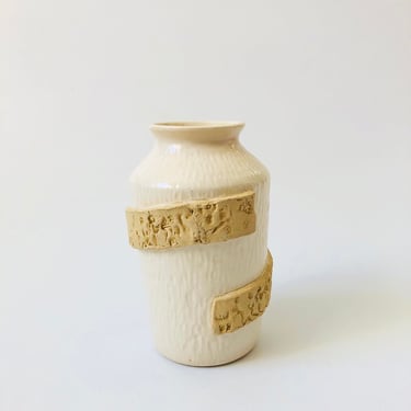 Wrapped White Studio Pottery Vase 