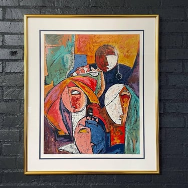 Mid-Century Modern “And Together We Rise” Abstract Serigraph Artwork by Muraina Oyelami, c.1960’s 