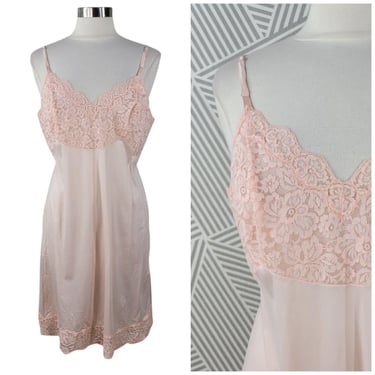 Vintage Sexy Nightgown Slip size Medium Large 40 Lingerie Dress Pink Lace *FLAW 