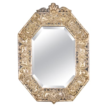 Anglo-Indian Silver Metal Clad Octagonal Mirror