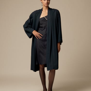 1980s Alaïa Ink Blue Gabardine Overcoat