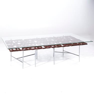 Donald Drumm Mid Century Glass Aluminum and Chrome Coffee Table - mcm 