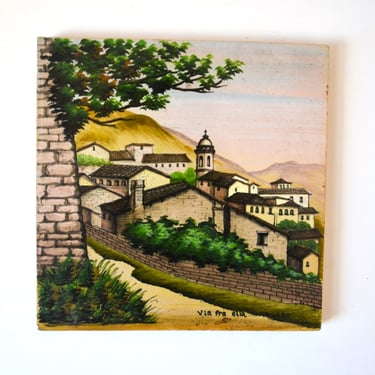 Vintage Hand Painted Ceramic Tile of the Italian Villages of  Asisi,  8