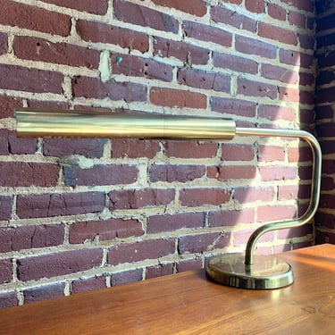 Gerald Thurston for Lightolier Mid Century Modern Articulating Brass Desk Lamp 