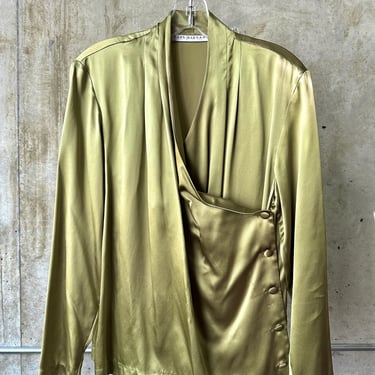 Paul Alexander Olive Silk Blouse