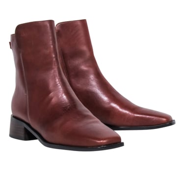 Sam Edelman - Brown Leather Square Toe Short Boots Sz 8