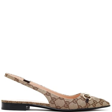 Gucci Women Gg Motif Slingback Ballets