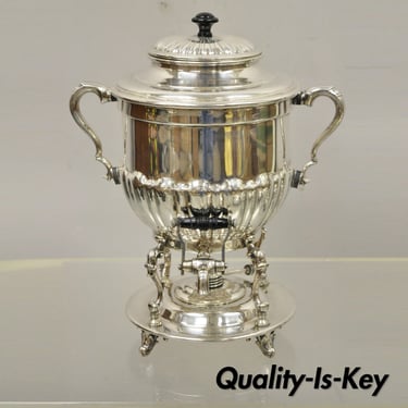 English Regency Style Silver Plated Urn Coffee Dispenser Samovar Pot and Burner