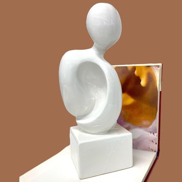 Vintage Sculpture Retro 1990s Contemporary + White + Ceramic + Shape of Body + Glossy + Abstract Statue + Modern Home Decor + Decoration 
