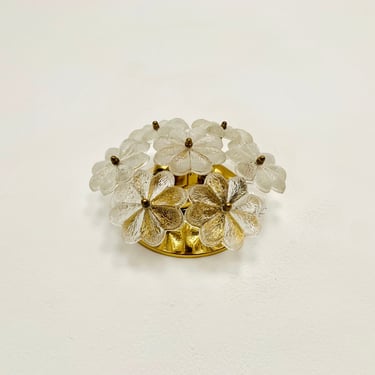 Floral Mid-Century Modern Crystal Glass Wall Lamp by Ernst Palme | 1960s 