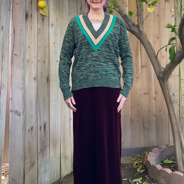 Vintage 1970’s Green Space Dyed Pullover Sweater 