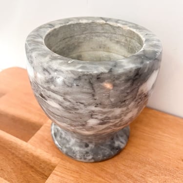 Heavy Black and White Marble Mortar.  Gray Marble Planter. Vintage Marble Kitchen Decor Bowl. 