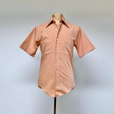 Vintage 1970s Short Sleeve Men's Shirt, Poly-Cotton Sport Shirt, Xanadu by Fruit of the Loom Casual Shirt, Small to Medium, Deadstock, VFG 
