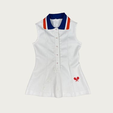 (XS/XXS) 70s Embroidered Tennis Top