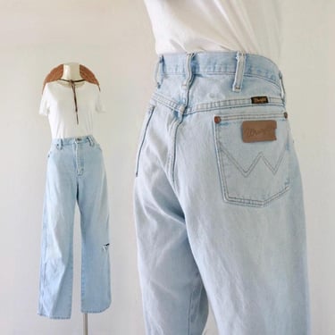 worrrn wangler jeans - 33 - vintage 90s y2k mens womens unisex western cowboy cowgirl wranglers baby light denim blue jean 