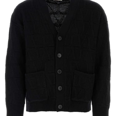 Valentino Garavani Men Black Wool Cardigan