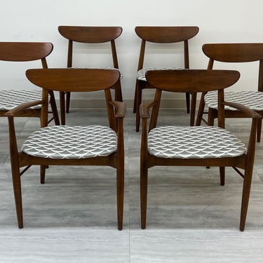 Mid-Century Danish Modern Dining Chairs (2-Arm & 4-Side) Set Of 6 ~ By Stanley (SHIPPING NOT FREE) 