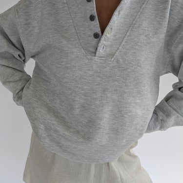 Lovely Vintage Dove Grey Henley Sweatshirt