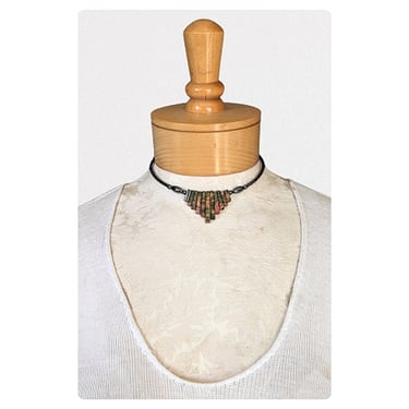 vintage 70's gemstone fan necklace (Size: OS)