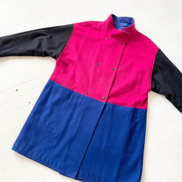1980s Colorblock Wool Coat 