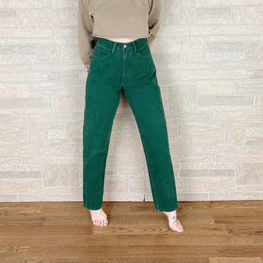 Vintage Guess Dark Green Denim High Waisted Jeans / Size 26 27 