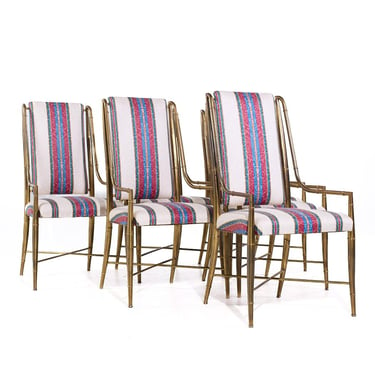 Weiman Warren Lloyd for Mastercraft Imperial Mid Century Brass Dining Chairs - Set of 6 - mcm 