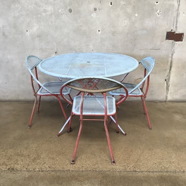 Vintage Salterini Patio Table with Three Chairs