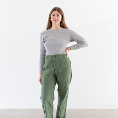 Vintage 29 30 31 Waist x 29 Inseam Olive Green Army Pants | Unisex Utility Fatigues Military Trouser | Button Fly | F519 
