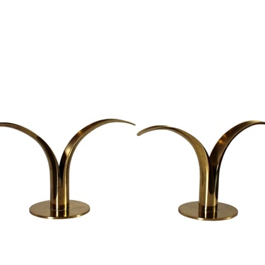 Pair of Brass Swedish Candle Holders YSTAD Metal 