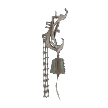 Monumental Paolo Soleri Brutalist Bronze Bell with Cast Aluminum Sculptural Spine